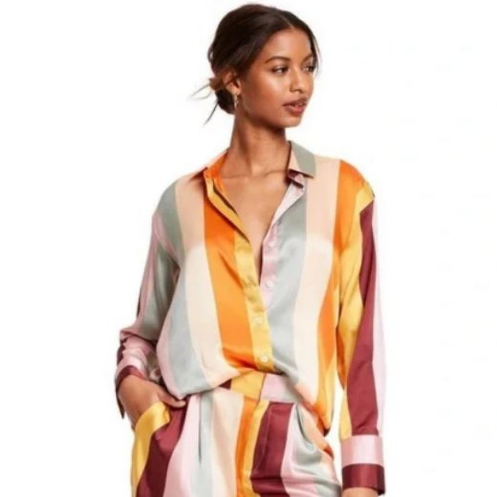 Fe Noel X Target Vertical Striped Button Down Shirt NWT